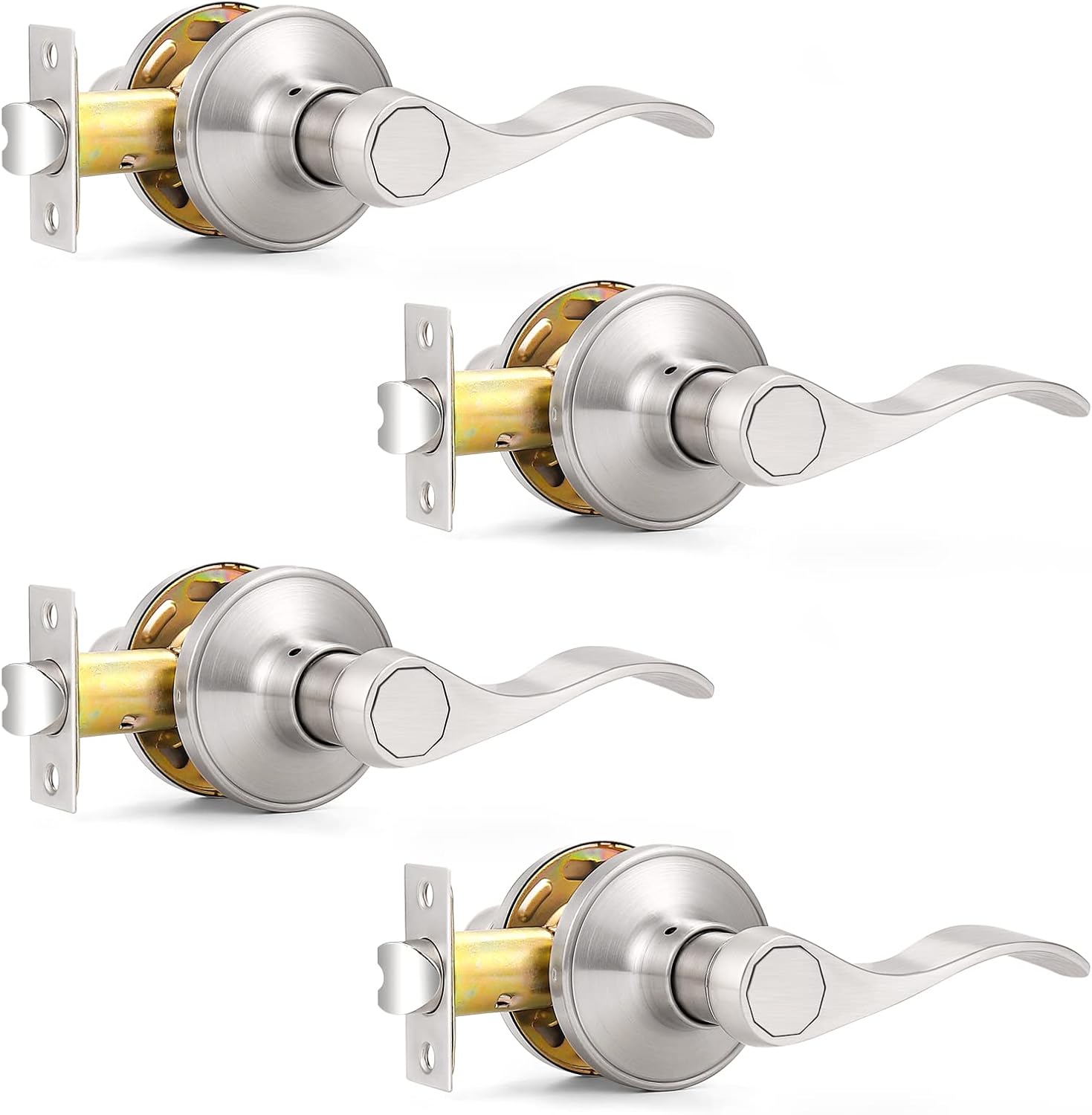 Probrico Passage Door Handles Brushed Nickel for Interior Use