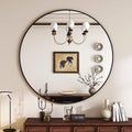Black Round Mirror 24 in Circle Wall Mirror - Modern Metal Frame
