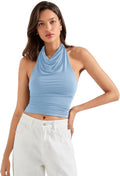 SUUKSESS Women Halter Backless Tank Top - Sexy Cowl Neck Going Out