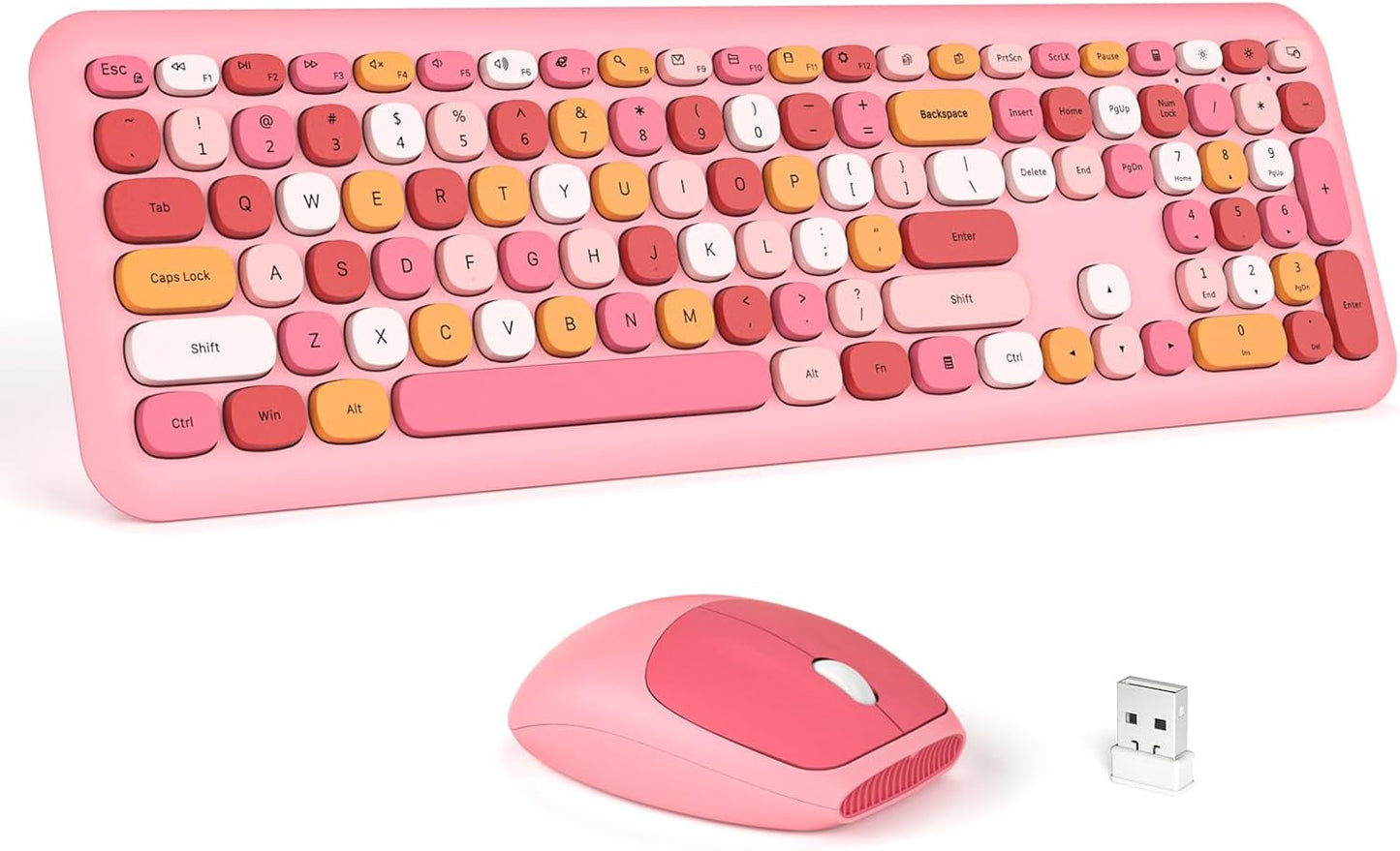 Wireless Keyboard and Mouse Combo for Colorful Typing Experience