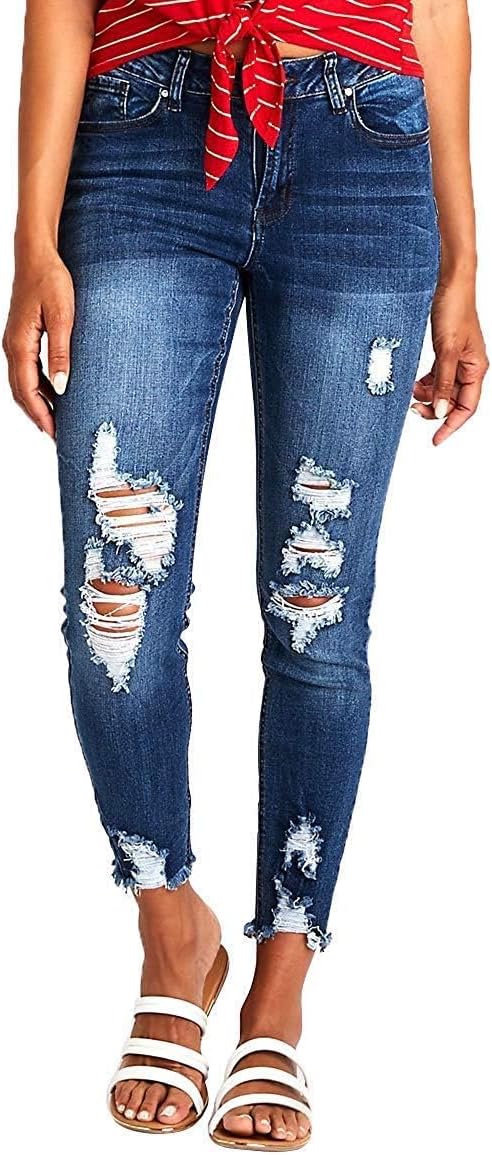 Ripped Boyfriend Jeans for Women - Trendy Distressed Style