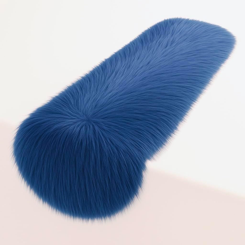 Royal Blue Faux Fur Table Runner for Holiday and Year-Round Use