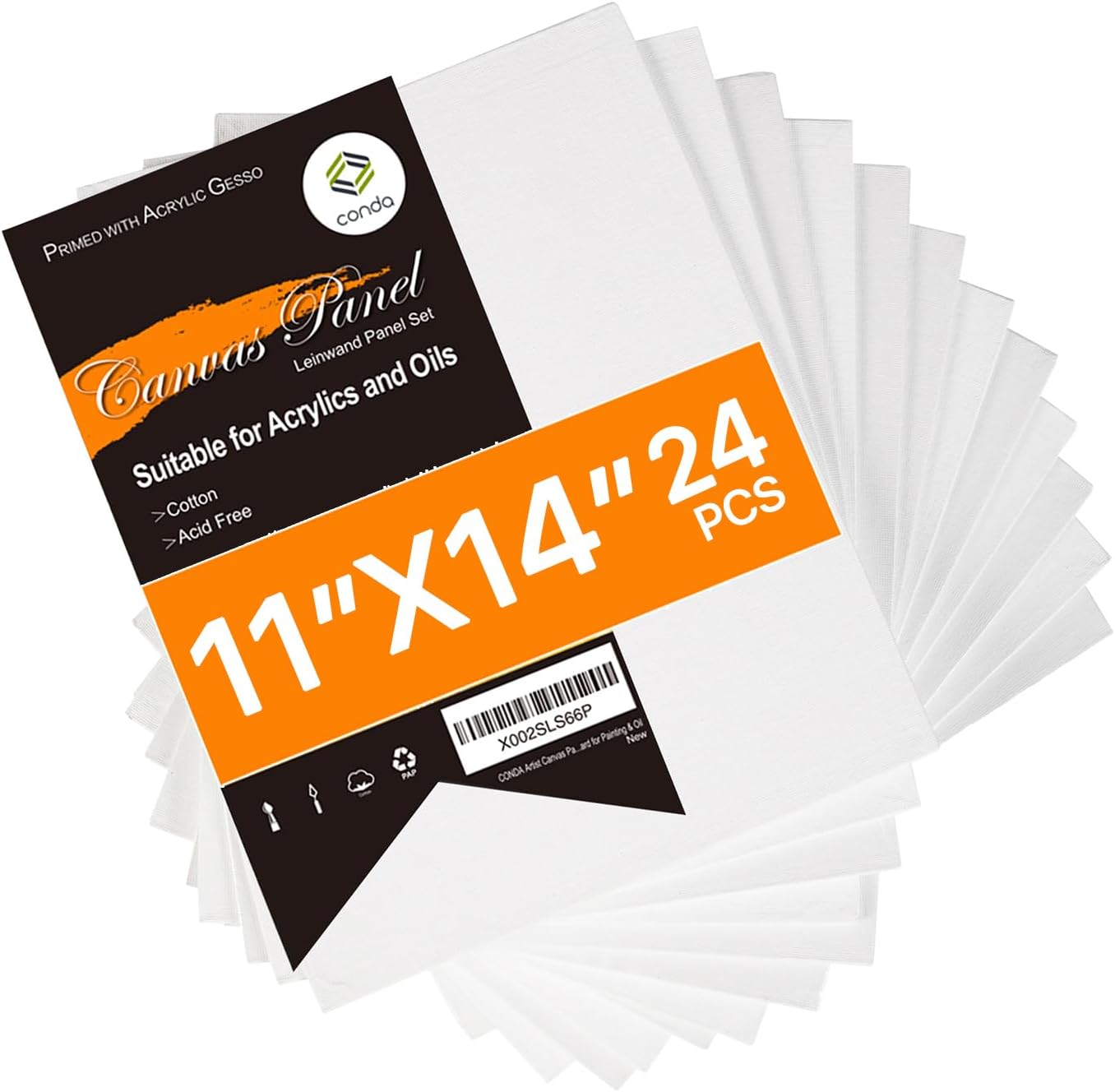 Conda Canvas Board 11 x 14 inch Pack of 24 for Artists
