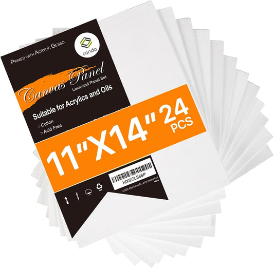 Conda Canvas Board 11 x 14 inch Pack of 24 for Artists