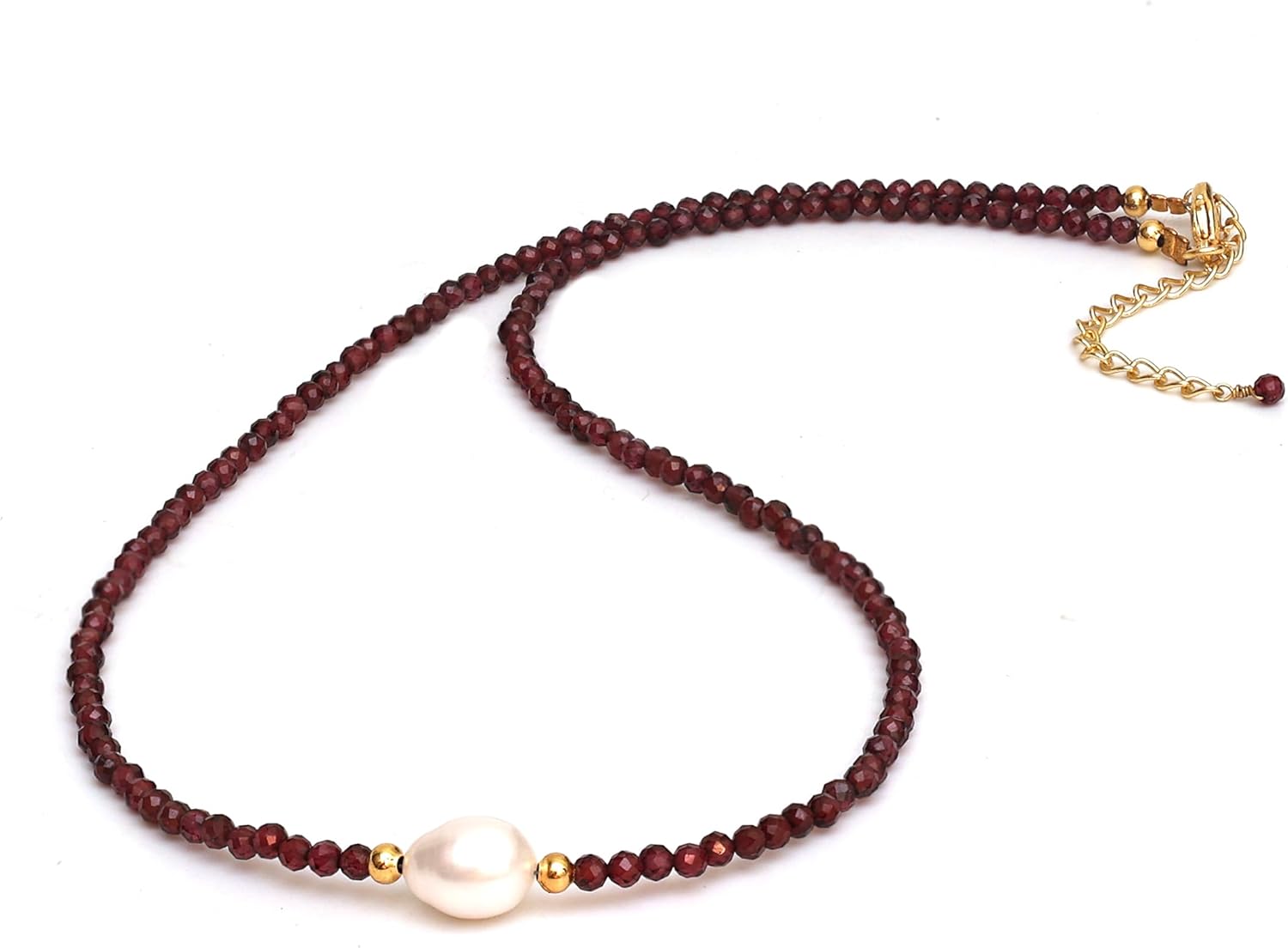 Gemstone Beaded Necklace with Freshwater Pearl Choker Style