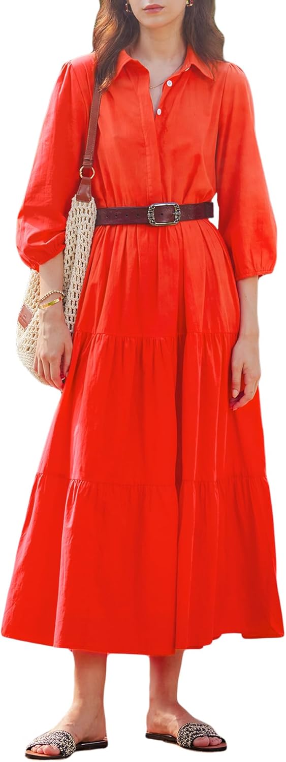 Women Button Down Maxi Shirt Dress with Pockets for All Occasions