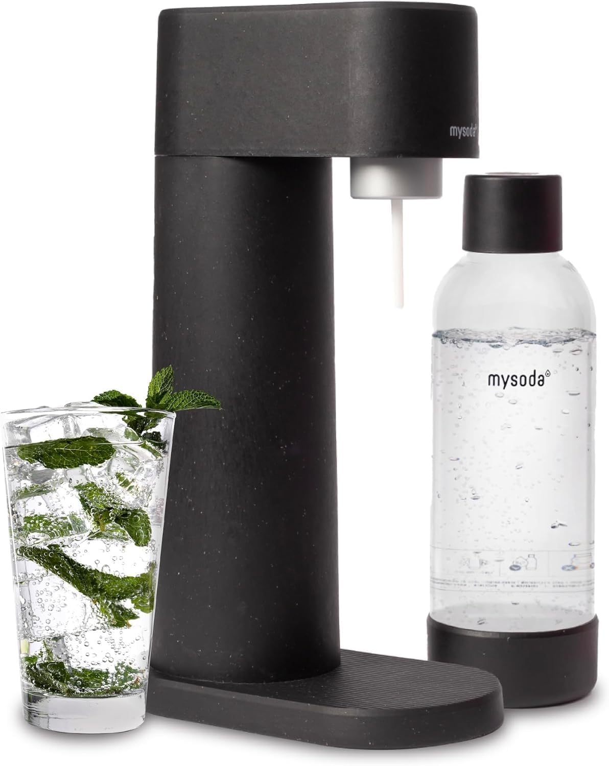 Mysoda Woody Sparkling Water Maker - Silent Eco-Friendly Carbonated Machine - Black