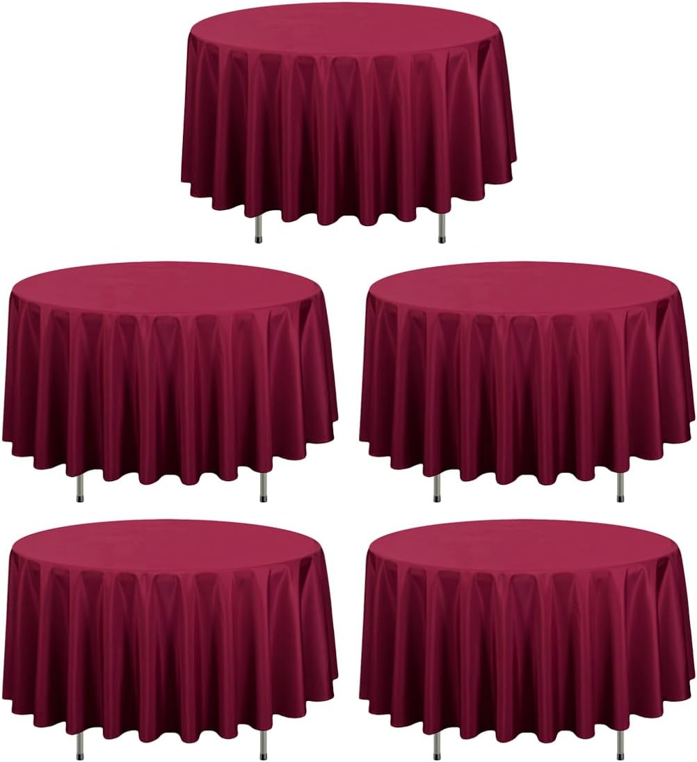 LTC LINENS 5 Pack 90 Inch Round Tablecloth Burgundy Review