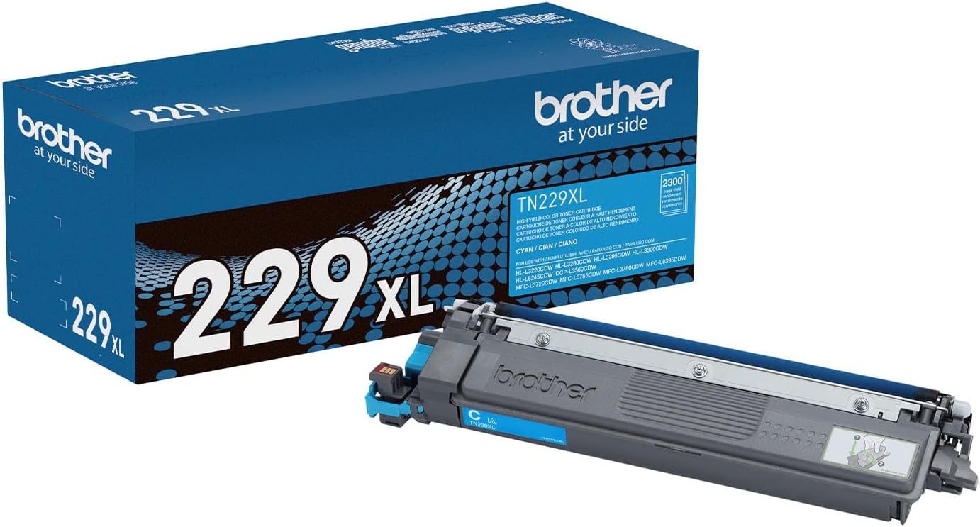 Brother Genuine TN229XLC Cyan High Yield Toner for Quality Prints