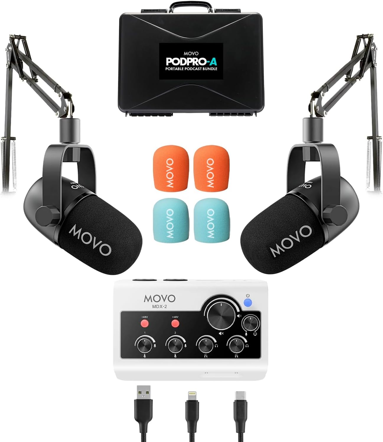 Movo Portable Podcast Equipment Bundle for iPhone and Android