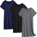 Ekouaer Women's 3 Pack Sleepshirts Soft Nightgowns for Cozy Sleep