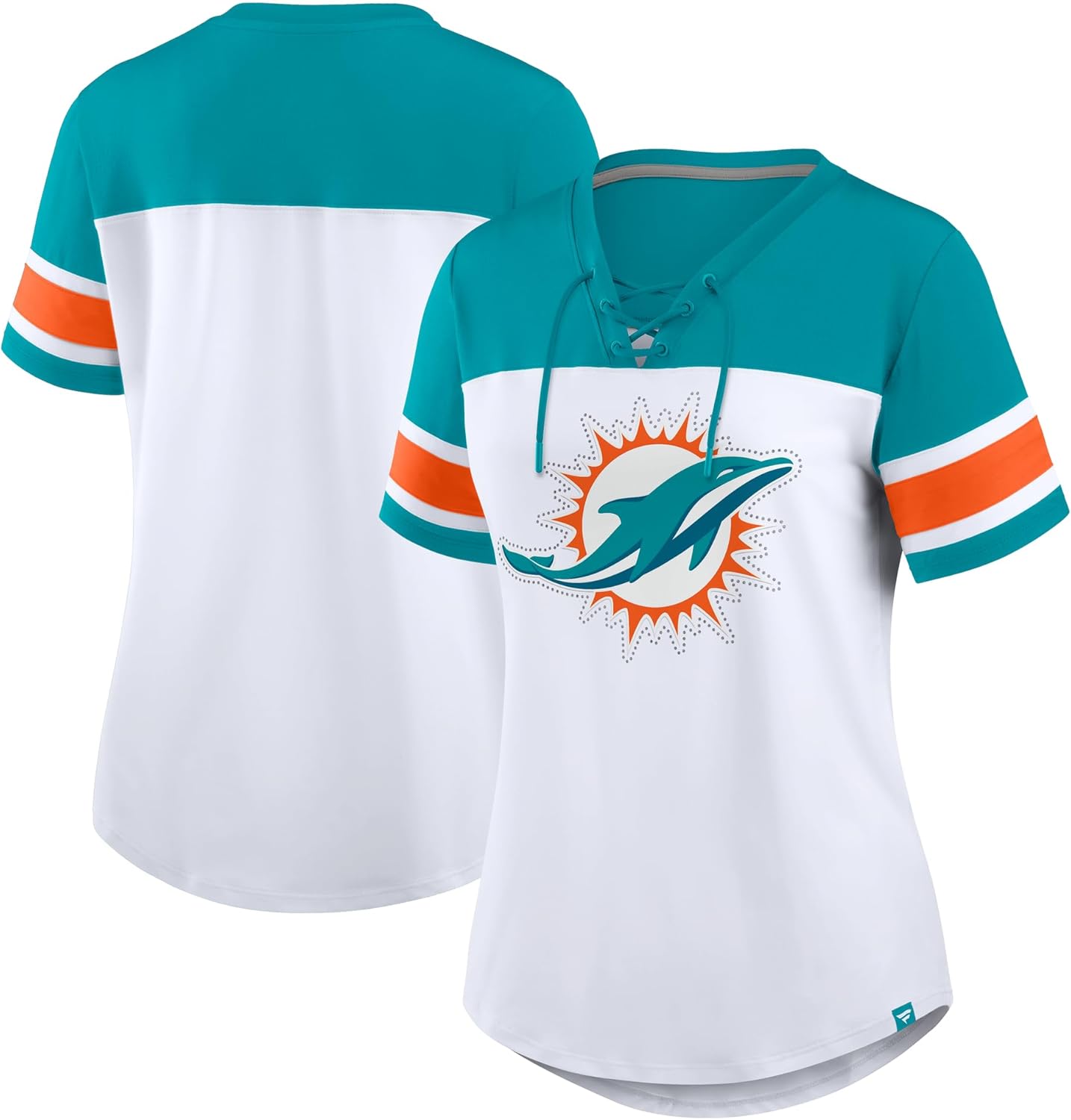 Fanatics Women's NFL Athena Rhinestone Lace-Up V-Neck T-Shirt Review