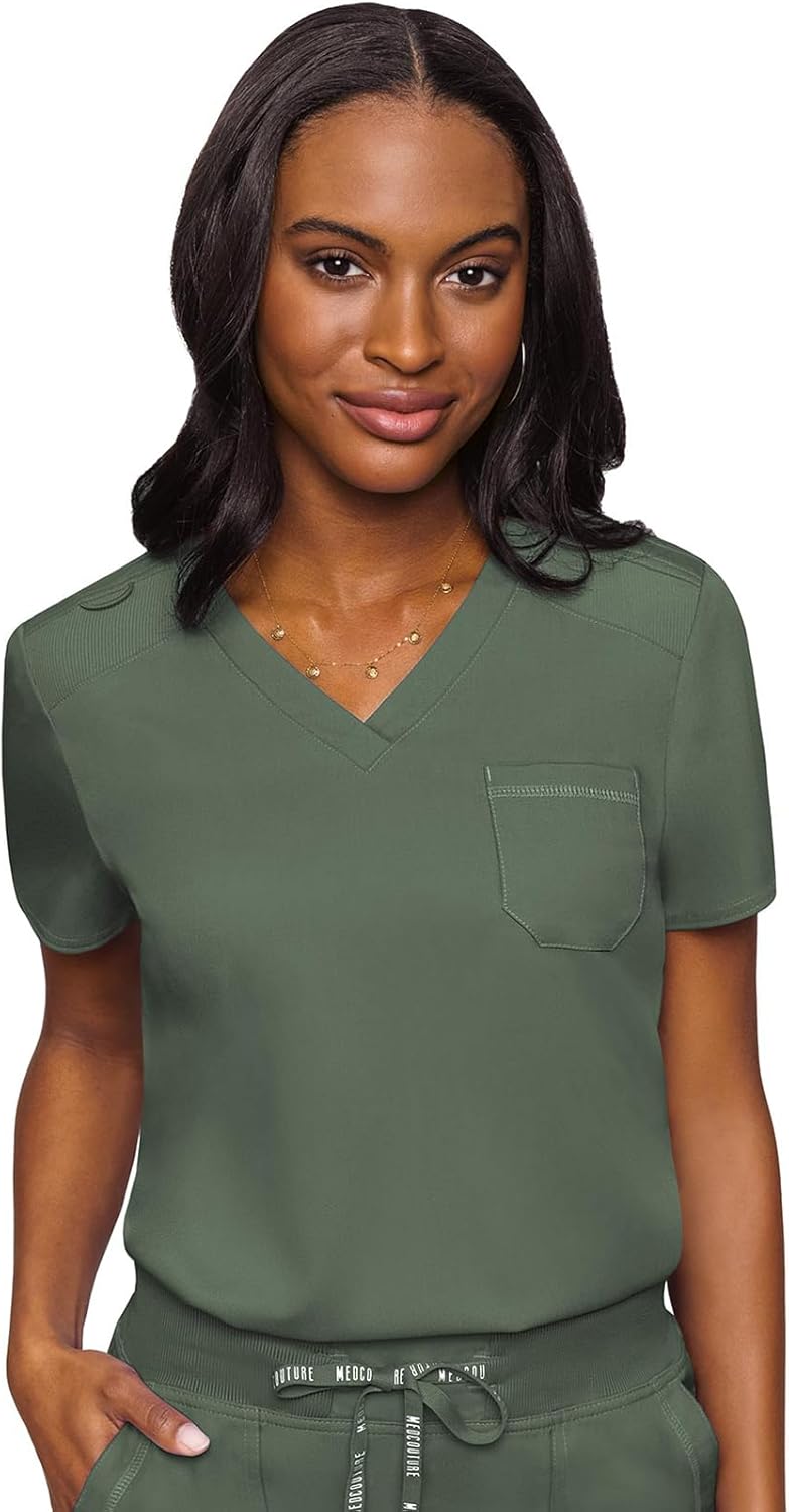 Med Couture Women's V-Neck Scrub Top for Comfort and Style