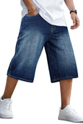 GINGTTO Mens Baggy Jean Shorts Loose Fit Below Knee - Comfortable out