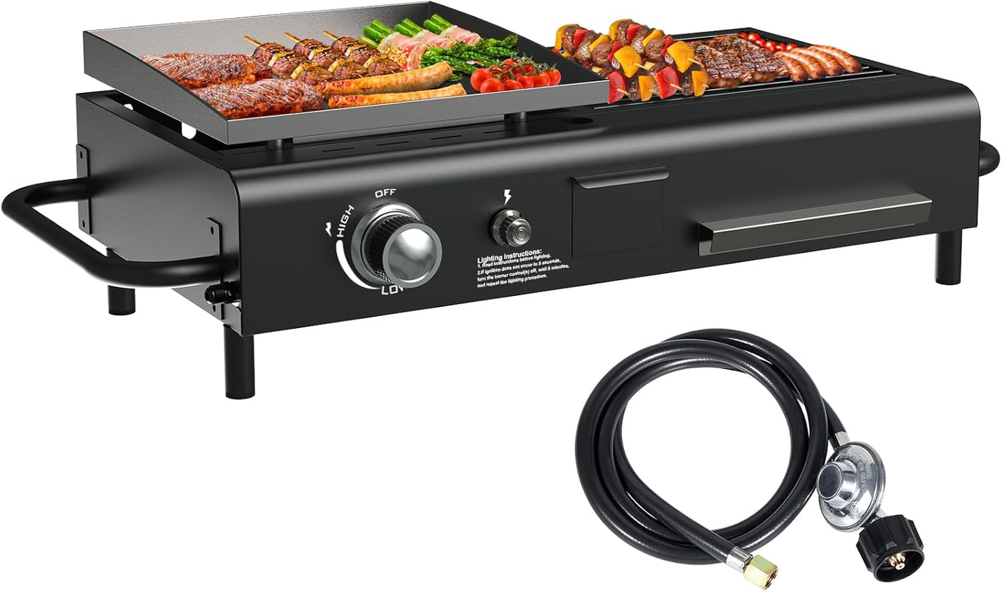 Tabletop Propane & Charcoal Grill Combo for Outdoor Cooking