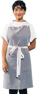 Caldo Linen Kitchen Apron for Cooking - Adjustable Linen Bib Apron