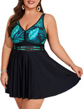 Plus Size Swim Dress Tankini with Boyshorts - Flattering Tummy Control