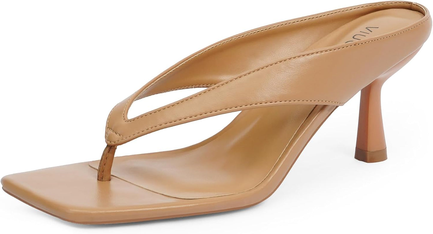 Womens Kitten Heels Flip Flops Open Toe Low Heels for Summer