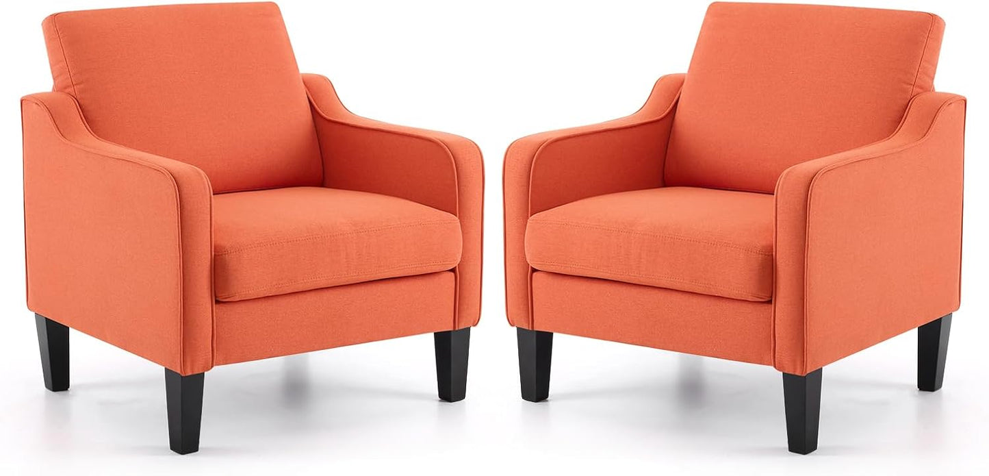 VINGLI Accent Chairs Set of 2 Comfy Burnt Orange Chairs