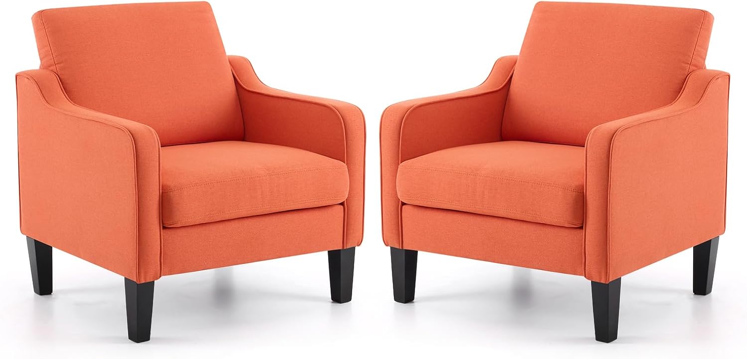 VINGLI Accent Chairs Set of 2 Comfy Burnt Orange Chairs