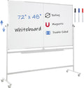 Large Magnetic Mobile Whiteboard 72in x 48in - Rolling Double Sided
