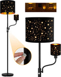 Modern Black Floor Lamp with Star-Gold Lampshade for Home