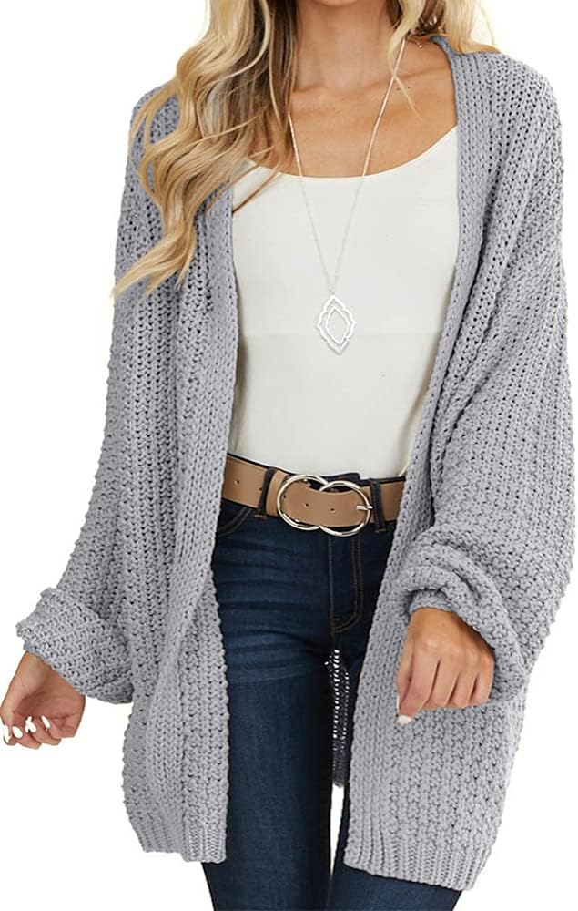Maroway Womens Cardigan: Stylish Open Front Chunky Knit Sweater