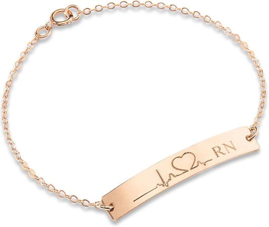 Personalized RN Nurse Bracelet - Custom Engraved Gift for Nurses