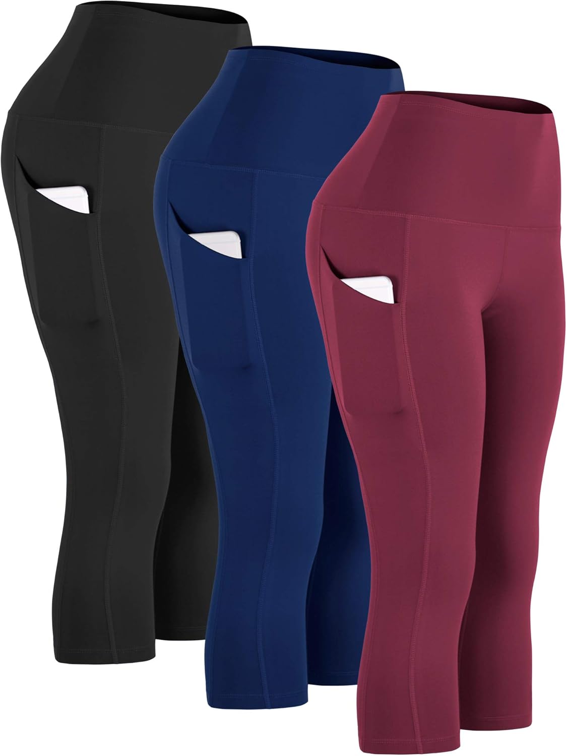 CADMUS Womens High Waist Workout Legging Capris with Pockets