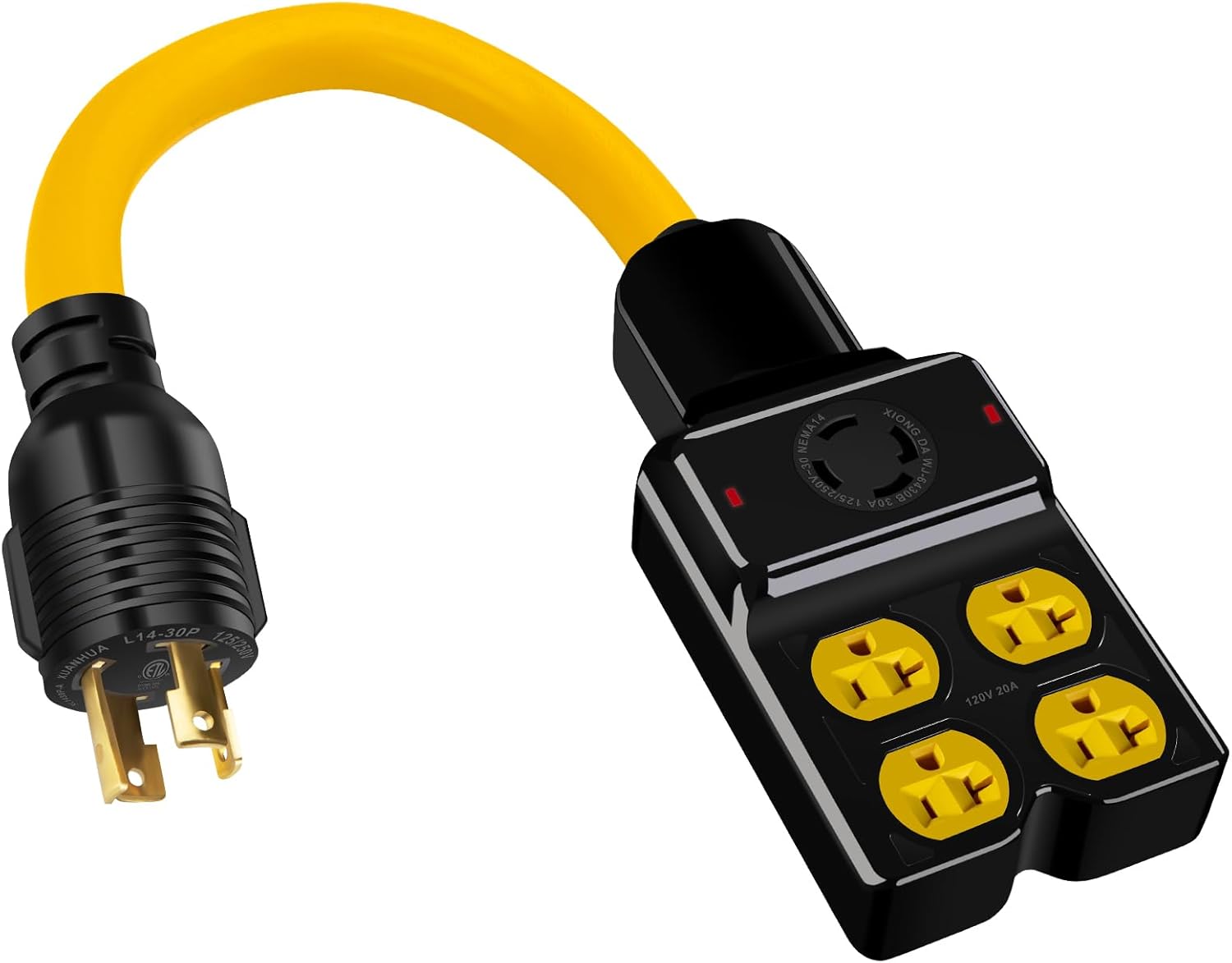 NEMA L14-30P Generator Adapter Cord for 5-20R and L14-30R