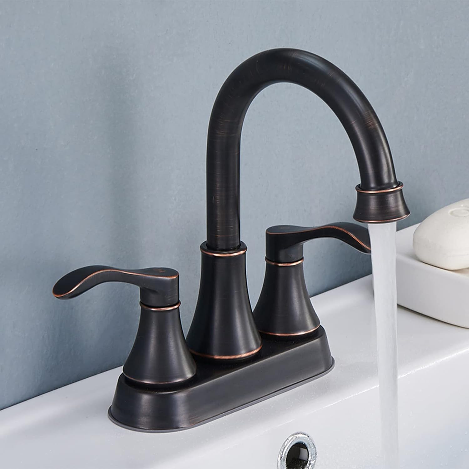 Lead-Free Antique Oil Rubbed Bronze Bathroom Sink Faucet Set