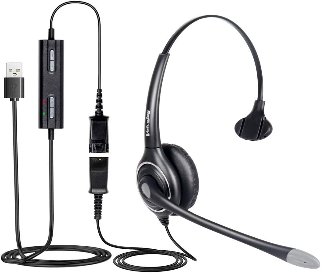 VoiceJoy USB Plug Corded Headphone for Noise Cancelling Calls