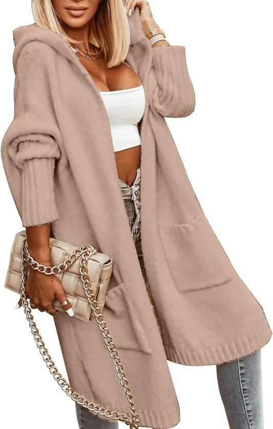 Aoysky Womens Long Cardigans Hooded Oversized Sweater Coat