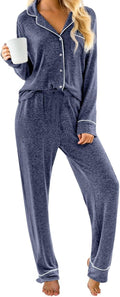 Womens Pajama Sets Long Sleeve Button Down Pjs Sets for Women - Cozy