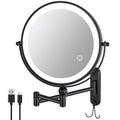 Wall Mounted Lighted Makeup Mirror 8in Double Sided 1X/10X