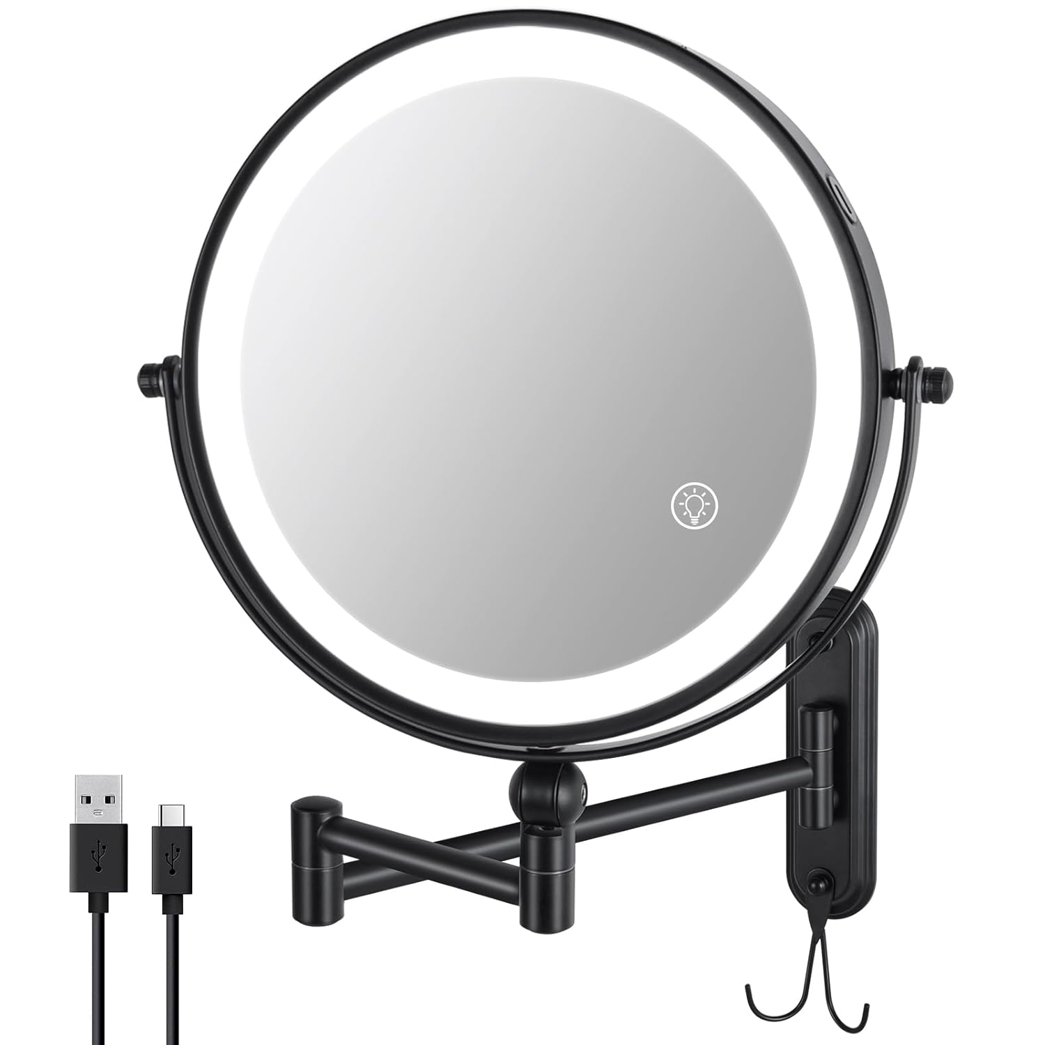 Wall Mounted Lighted Makeup Mirror with 10X Magnification and Lights