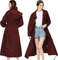 LAMA Womens Long Raincoat Hooded Waterproof Trench - Packable