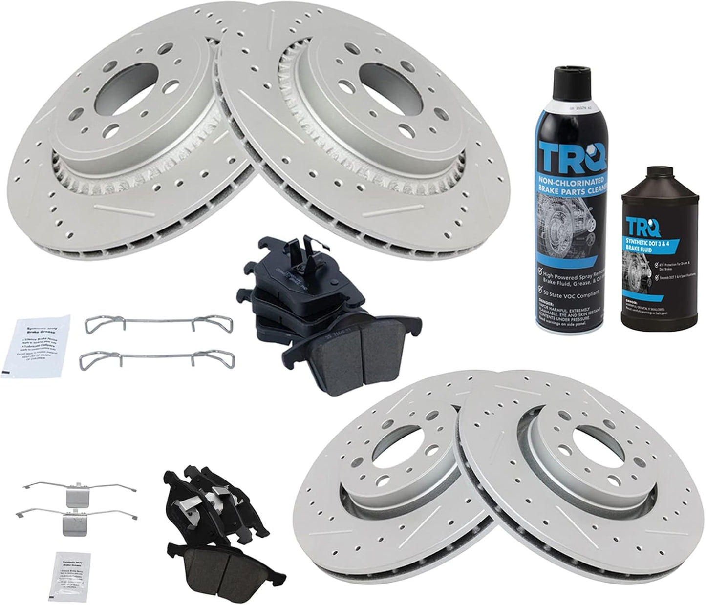 TRQ Front and Rear Performance Brake Pad & Rotor Kit for XC90