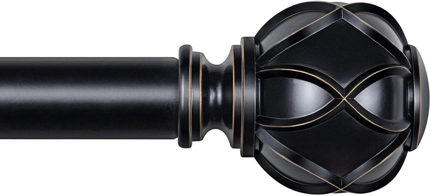 KAMANINA Adjustable Black Curtain Rods for Windows 72 to 144 in