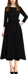 Stylish A-Line Midi Dress with Pockets and Belt for Women