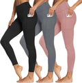 3 Packs Leggings with Pockets for Women - Soft High Waisted Tummy new
