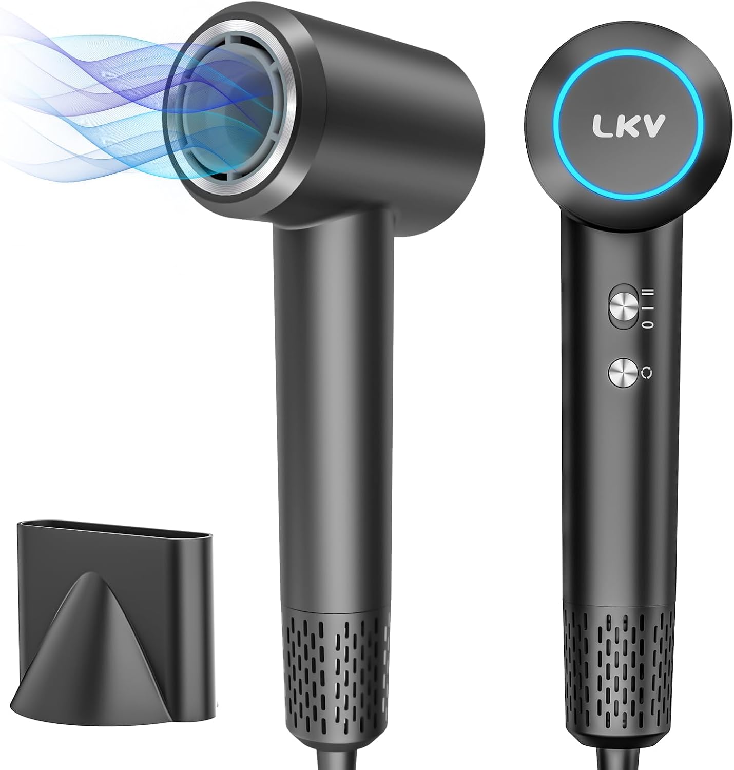 Professional Ionic Hair Dryer, 200M Ions, 1500W Fast-Drying - Dark Gray