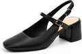 Womens Mary Jane Chunky Low Heels Pumps Square Toe Buckle Strap secure