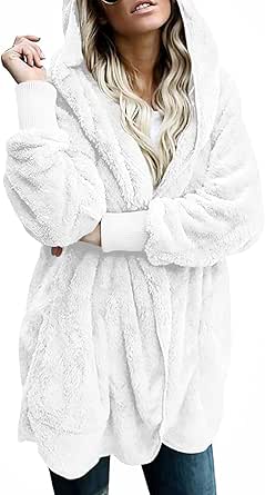 LONGYUAN Women's Fleece Jacket - Cozy Hooded Cardigan Sweater