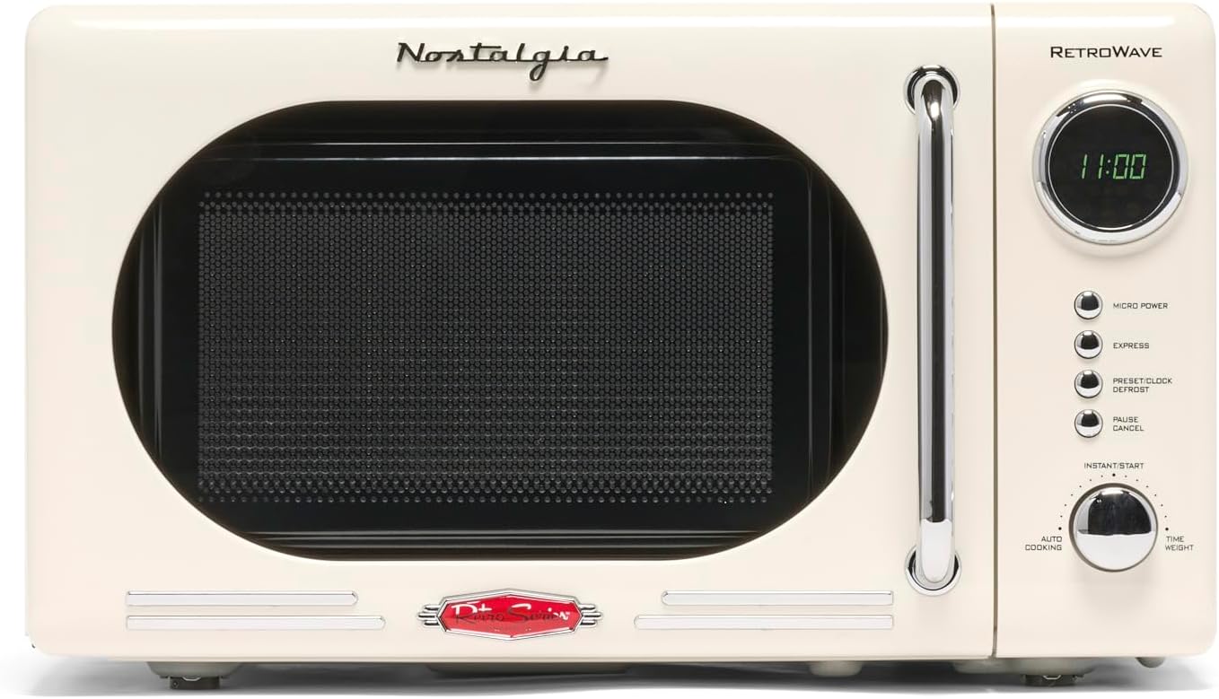 Nostalgia Retro Compact Microwave Oven with 700 Watts Power