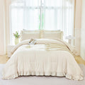 ANGIYUI Camel Ruffle Comforter Set Queen Size - Cozy Boho Bedding