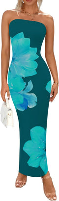 PRETTYGARDEN Strapless Floral Maxi Dress - Flattering Summer Fit