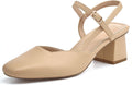 Rilista Women's Slingback Chunky Low Heels Closed Square Toe Pumps 2