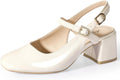 Mary Jane Chunky Low Heels for Women Slingback Square Toe - Comfort