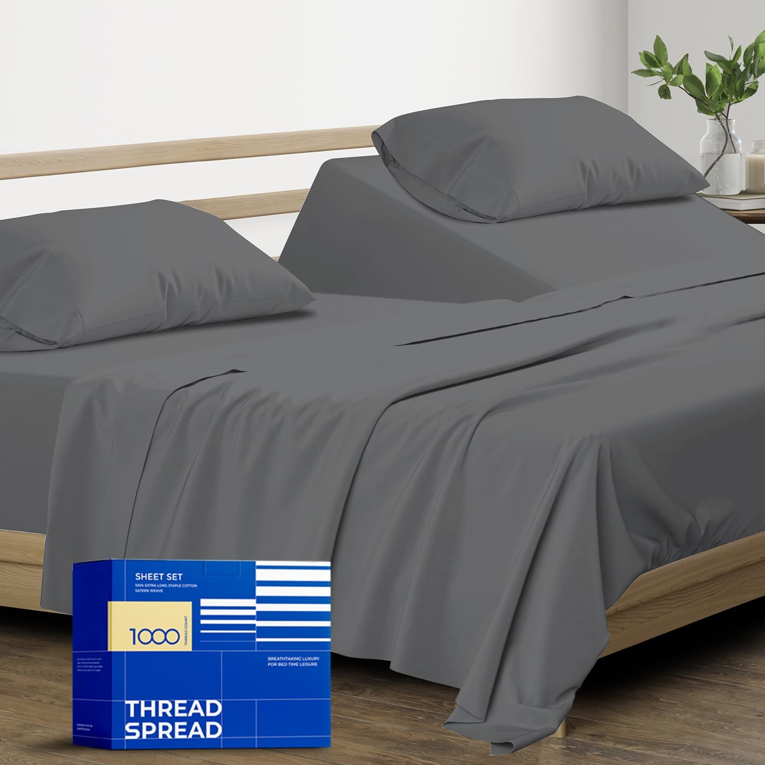 100% Pure Egyptian Cotton Split King Sheets for Adjustable Beds